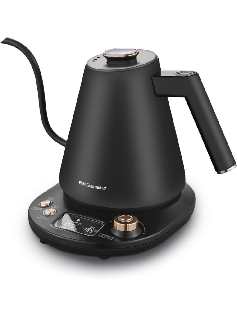 Sleek Matte Black Digital Kettle, 1L Capacity, 304 Stainless Steel, Fast Boil